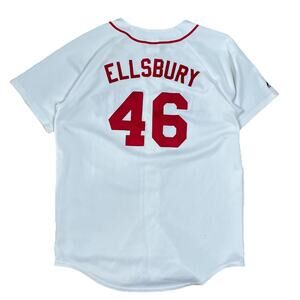 Majestic Jacoby Ellsbury #46 White Boston Red Sox Jersey Vintage Flaws Stitched
